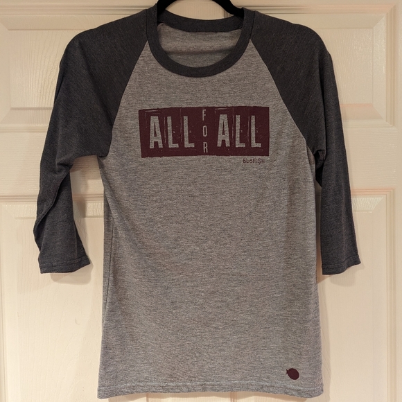BloFish Raglan T-shirt w/ All 4 All Slogan, NEW, small - Picture 2 of 7
